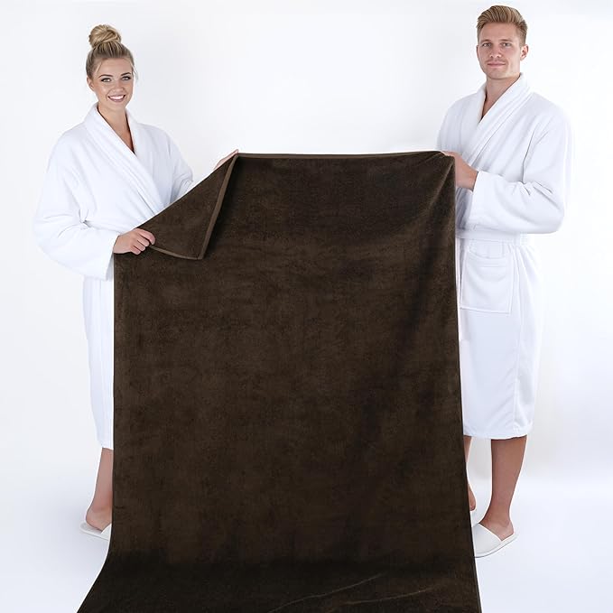 American Soft Linen 100% Cotton 600 GSM Turkish 40x80 Oversized Bath Towel Sheet, Extra Large Adult Towels for Bathroom, Brown Bath Sheet
