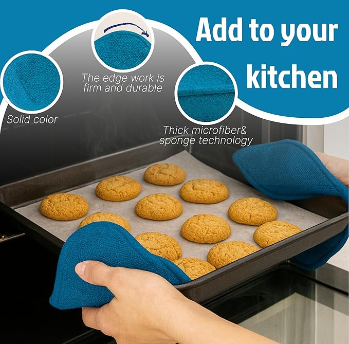 Set 2X Light Blue 7" sq. x 4"H Microwave Polyester Bowl Cloth - Home Kitchen Plate Hot Pads Pot for Microwaveable - Hot Heatproof Plate Holder Pots Holders for Bowls - Good Kitchen Accessories