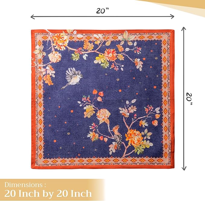Maison d' Hermine Cloth Napkins Set of 4 100% Cotton for Thanksgiving Christmas Decorations Everyday Reusable Square Fall Napkins Cloth Washable Dinner Party (Kelim - Infinity, 20"x20")