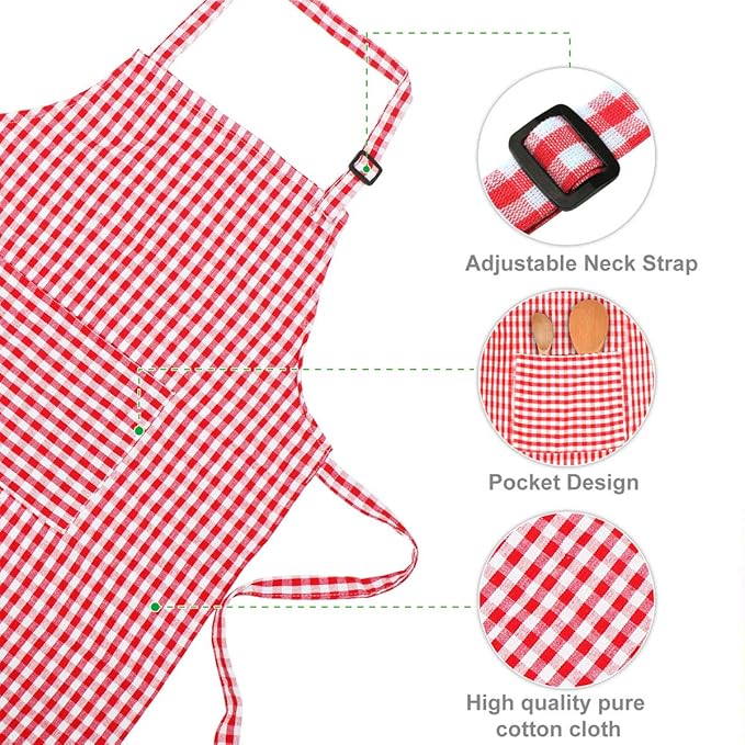Jennice House Kids Apron and Chef Hat Set, Cute Children Baking Aprons for Cooking Baby Baking Aprons