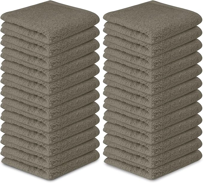 Softolle 100% Cotton Ring Spun Wash Cloths – Bulk Pack of Washcloths – 12x12 Inches – Wash Cloth for Face, Highly Absorbent, Soft and Face Towels (Taupe, 60 Pack)