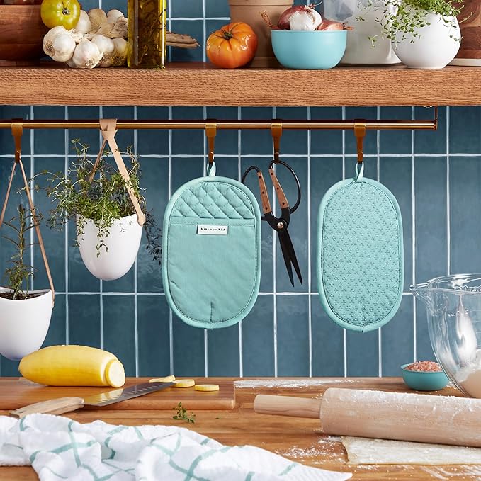 KITCHENAID Asteroid Pot Holder 2-Pack Set, Mineral Water, 6.5"x10"