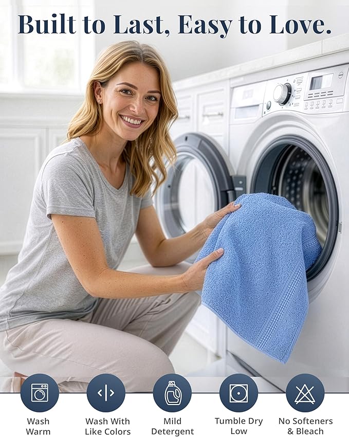 LANE LINEN Bath Hand Towels for Bathroom - Pack of 6 (16" x 28"), 100% Cotton Hand Towel - Soft, Durable, Quick Dry & Highly Absorbent - Hotel Quality Face Towels for Salons & Home Use - Cerulean Blue