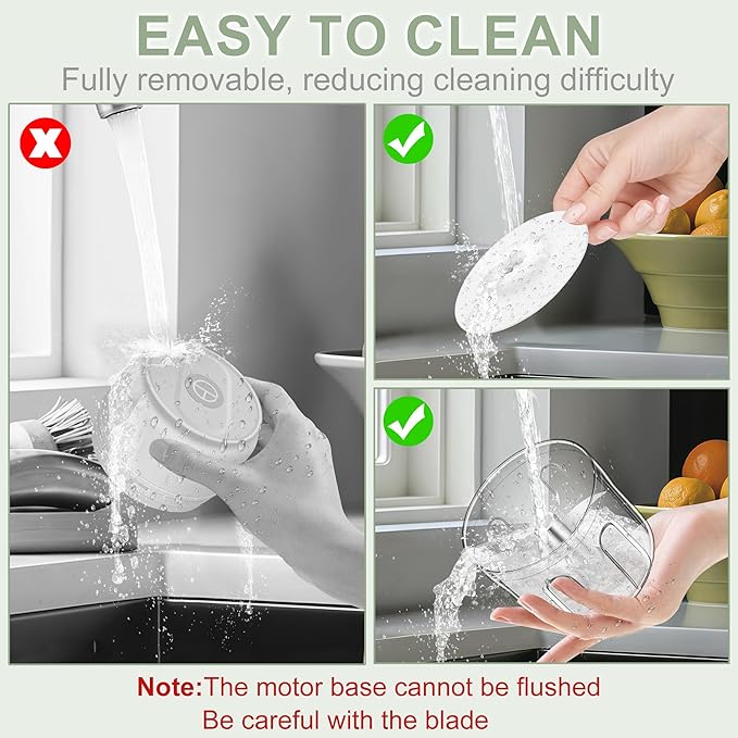 250ml (1 Cup) Electric Garlic Chopper, Portable Garlic Press, Wireless Mini Food Processor, Rechargeable Garlic Chopper Mincer for Ginger, Chili, Onion, Minced Meat and Spices (Green)