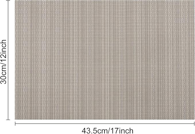 Myir JUN Placemats Set of 6, Vinyl Woven Placemats Place Mats Indoor Washable Table Mats Non-Slip Place mats for Dining Table (Golden Silver, Set of 6)