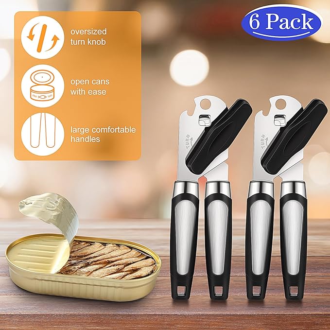 Gisafai 6 Pcs Manual Can Opener with Sharp Blade Smooth Edge Multifunctional Kitchen Gadget Handheld Openers Oversized Handheld Knob Can and Bottle Animals