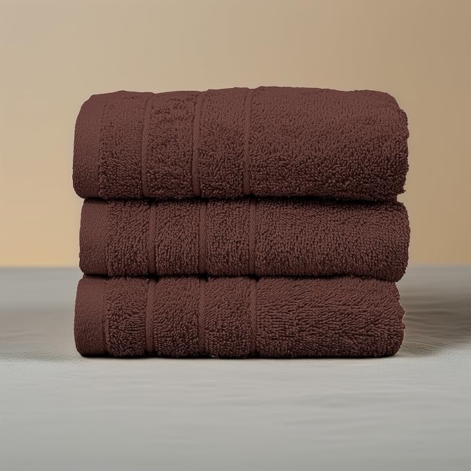 Tens Towels Pack of 6 Hand Towels, 100% Cotton, Lighter Weight, Quick to Dry, 16 x 28 Inches, Super Soft & Absorbent, Perfect for Bathroom & Kitchen (Brown)
