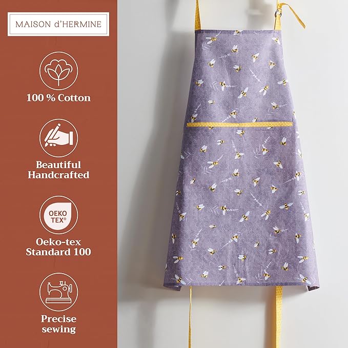 Maison d' Hermine 100% Cotton Apron for women with Pocket Kitchen Chef Apron for Men Cooking Mothers Day Gifts