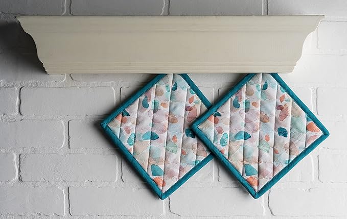 Maison d' Hermine Pot Holders 100% Cotton Heat Resistant Potholders 8" x 8" Hot Pads with Loop BBQ Cooking Baking Gifts for Mothers Day Handling Hot Pans Spring/Summer (Pack of 2, Summer Picnic)