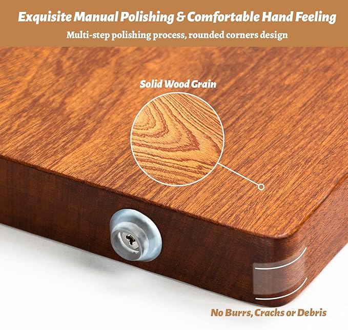Brosisincorp Real Solid Sapele Cutting Board One Piece No Glue Non Toxic All Whole Single Wood Butcher Block Thick Hard Wood Heavy Duty Edge Grain (Large, 15.74"L*11.81"W*1.18"Th)