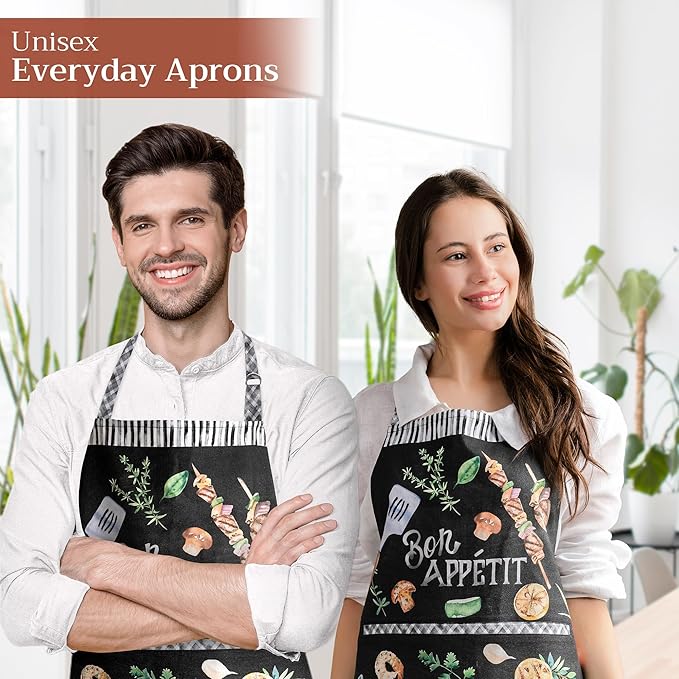 Maison d' Hermine 100% Cotton Apron for women with Pocket Kitchen Chef Apron for Men Cooking Mothers Day Gifts