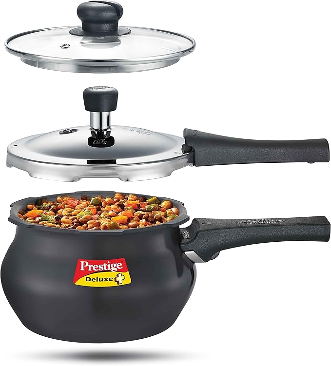 Prestige Deluxe Duo Plus Induction Base Aluminum Pressure Cooker 33 litres Others Black