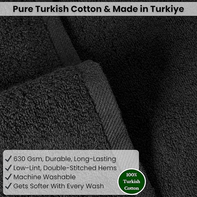 SALBAKOS Luxury 100% Turkish Cotton Bath Sheets 40x80 in Oversized Extra Large Bath Towels | Premium Hotel Quality Thick Soft Absorbent Turkish Towel for Spa Beach (Pack of 1, Black, Jumbo Bath Sheet)