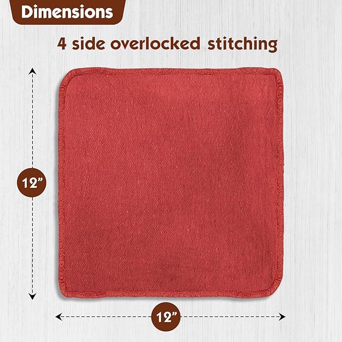 Nabob Wipers Auto Mechanic Shop Towels 100 Pack Bulk Rags 100% Cotton Commercial Grade Shop Rags Size 14"x14" (100 Pack, Red)