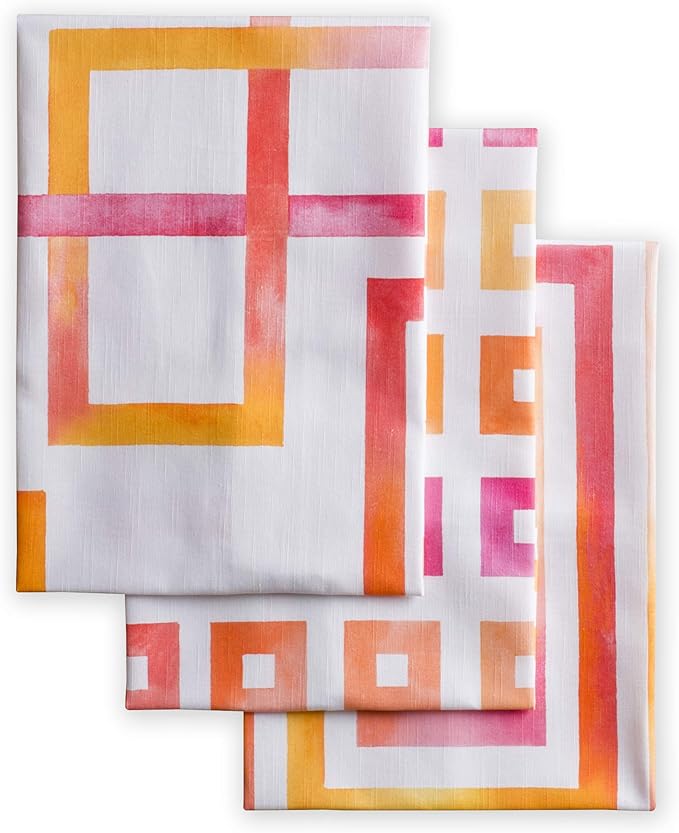 Maison d' Hermine Kitchen Towels Set of 3 100% Cotton 27.50" x 20" Reusable Cloth Tea Dish Towels Absorbent with Hanging Loop for Kitchen Gifts for Mothers Day Spring/Summer (Summer Maze)