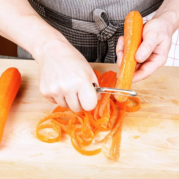 Mudder 5 Pieces Vegetable Fruit Peelers Stainless Steel Rotary Peelers Carrots Potatoes Peeling Tools for Home and Kitchen, with Ergonomic Safety and Control Handle