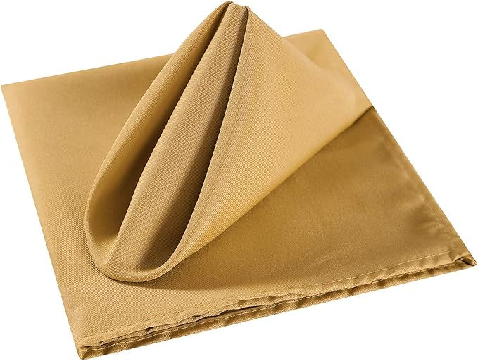 Cloth Napkins 17x17 inch Washable Polyester Dinner Napkins Soft Table Napkins for Wedding Party Dining Banquet(Gold,25PCS)