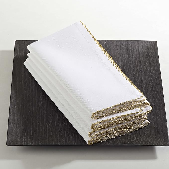 SARO LIFESTYLE Whip Stitched Table Napkins (Set of 4), Gold, 22" (1442.GL22S)