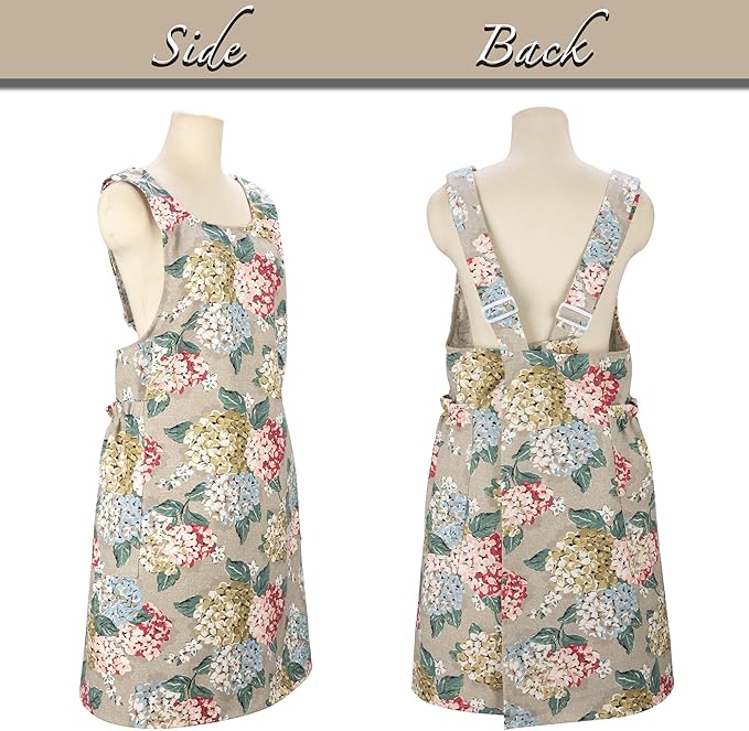 NEOVIVA Kitchen Aprons for Women with Pockets,Cooking Aprons for Women,Vintage Apron for Baking Gardening,Gifts for Mothers