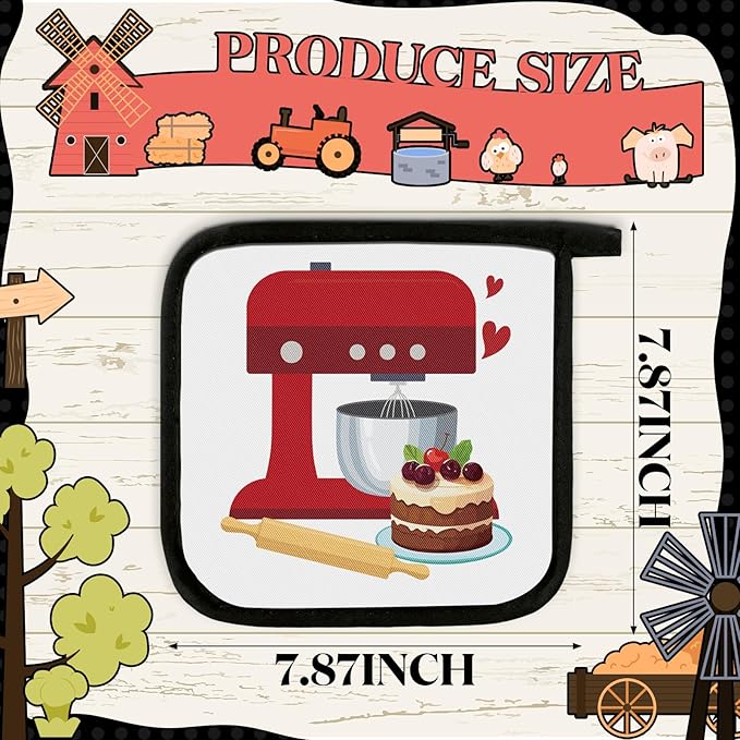 Bencailor 12 Pcs Pot Holders with Pocket Kitchen Hot Potholders Hot Pad Oven Mitts Cookie Bag Oven Gloves for Kitchen Gift Baking Cooking(Bright Color,Farmhouse)