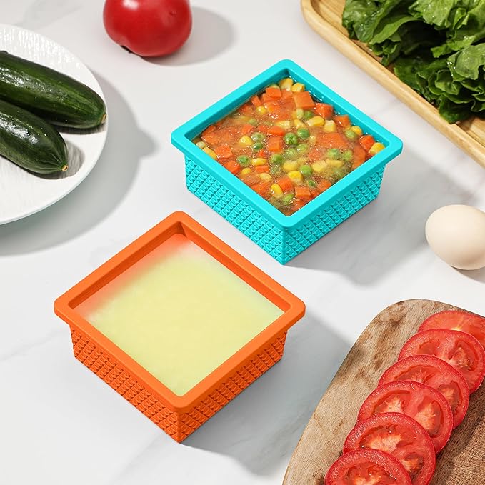 Silicone Freezer Molds for Soup Cube - 2-Cup Freezer Storage Container Tray with Lid,4 Pack Stackable Ice Cube Trays for Portion Control,Food Storage Meal Prep,Oven & Dishwasher Safe