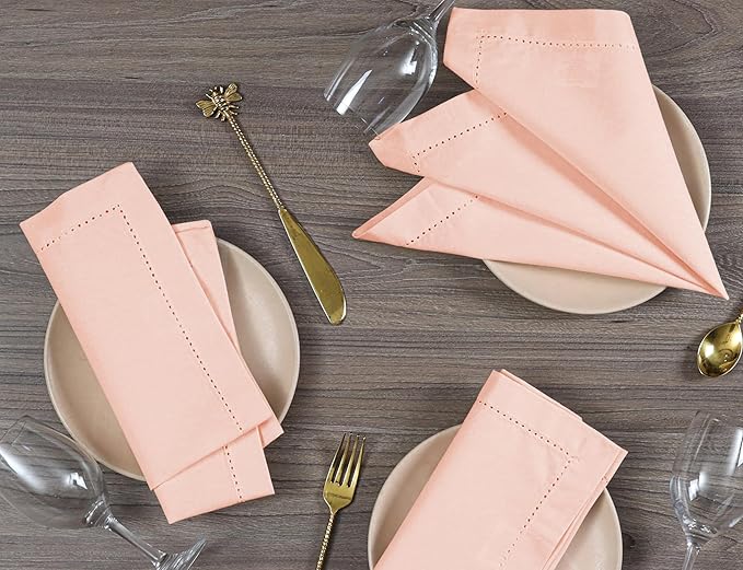 Cotton Cloth Napkins Set of 12, 18x18 Cotton Napkin Cloth Washable, Soft, Reusable Napkins for Wedding, Parties, Christmas, Thanksgiving, Everyday Use (Peach) - ALPHA Living HOME