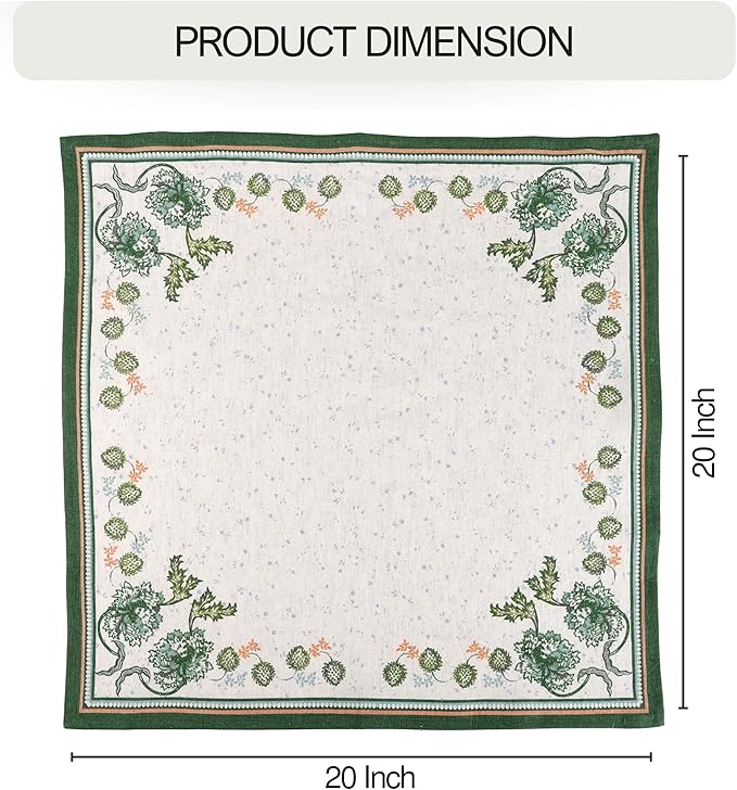 FINGERCRAFT Cloth Napkins, Set of 4 Cotton Linen Blend Printed Dinner Napkins Cloth Mitered Corner Perfect for Parties Dinners Weddings Cocktail Christmas Easter 20x20 Country Side
