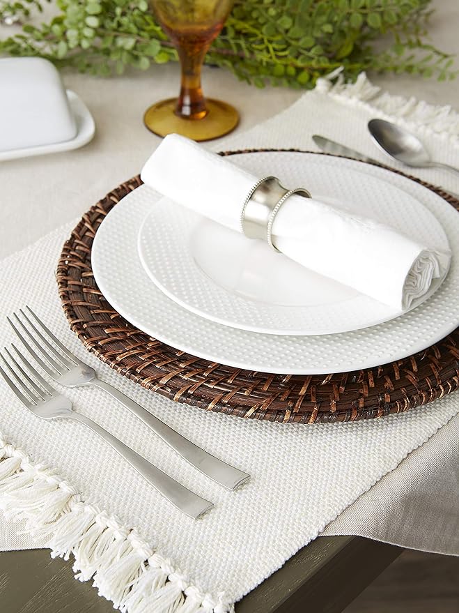 DII Variegated Tabletop Collection, Placemat Set, 13x19, Off-White, 6 Piece