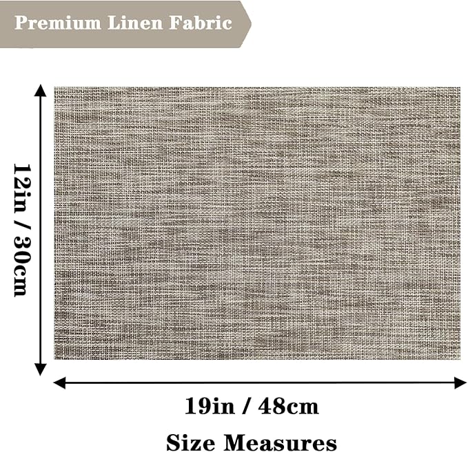 Cappuccino Placemats Set of 2 - Heat Resistant Non-Slip Place mats for Dining Table, Washable Durable PVC Vinyl Woven Table Mats (Cappuccino, 2)