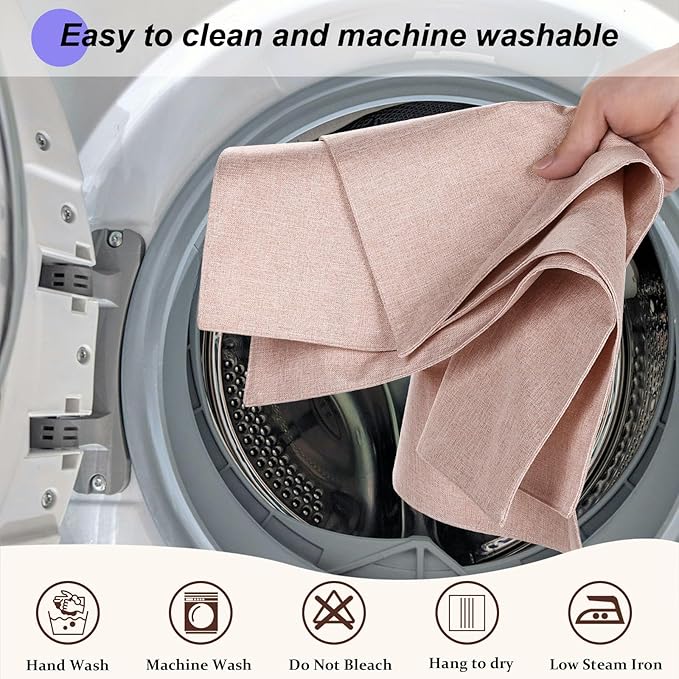 Cloth Placemats Set of 4, Cotton Linen Blend Machine Washable Double Layered Durable Place Mats Heat Resistant Placemats Wrinkle Free Thick Fabric Dining Table Mats (Light Linen, 4)