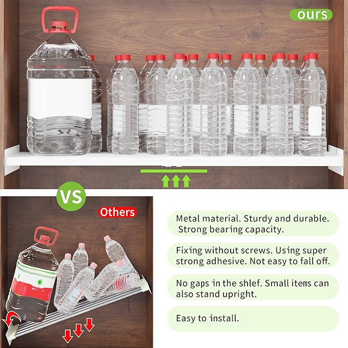 Expandable Closet Shelf Organizer, Adjustable Shelves Organizer, Storage Shelving Rack DIY Divider RV Separator for Cabinet Pantry Wardrobe Cupboard Kitchen, 2 Pack, XXL