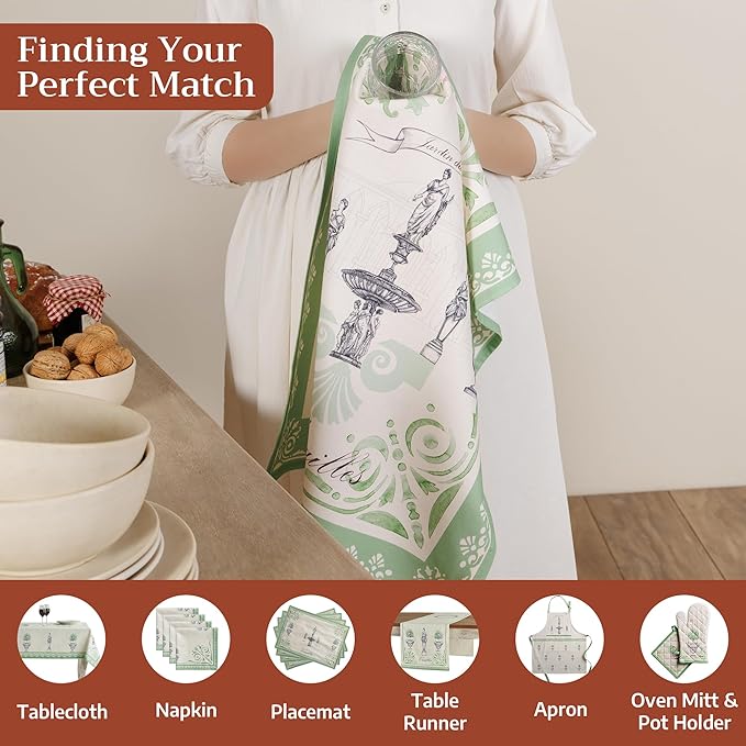 Maison d' Hermine Kitchen Towels Set of 2 100% Cotton 27.50" x 20" Reusable Cloth Tea Dish Towels Absorbent with Hanging Loop for Kitchen Gifts for Mothers Day Spring/Summer (Jardin Du Roy)