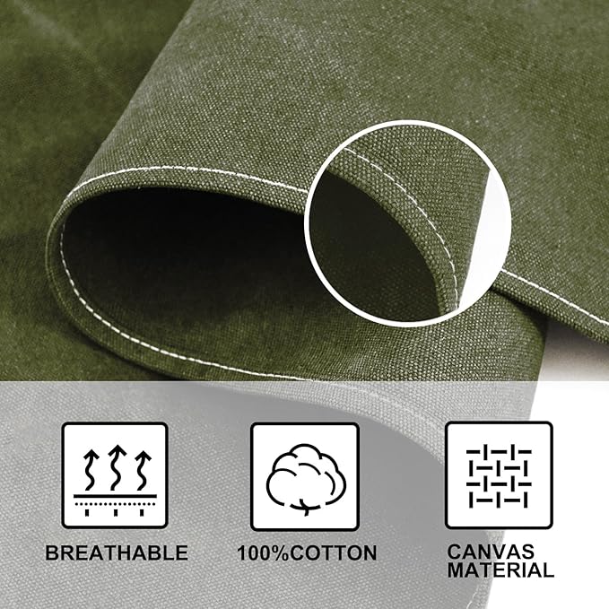 OUNLEN Chef Apron for Men Women Canvas Aprons with 3 Pockets Cross Back Resistant Work Apron for Cooking