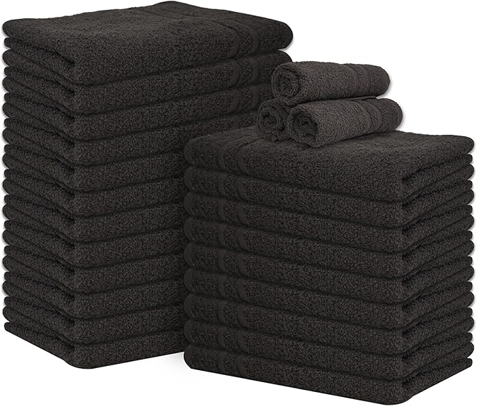 Cinara Bed & Bath Premium 100% Cotton Hand Towels – Soft, Quick Dry & Highly Absorbent – 16x27 Inches, Pack of 24 – Ideal for Bathroom, Salon, Gym, Spa & Everyday Use – Charcoal Grey
