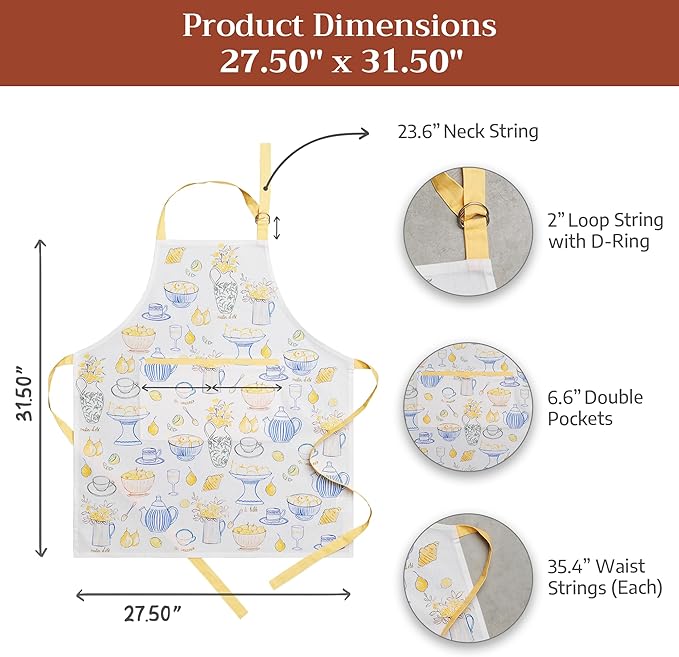 Maison d' Hermine 100% Cotton Apron for women with Pocket Kitchen Chef Apron for Men Cooking Mothers Day Gifts