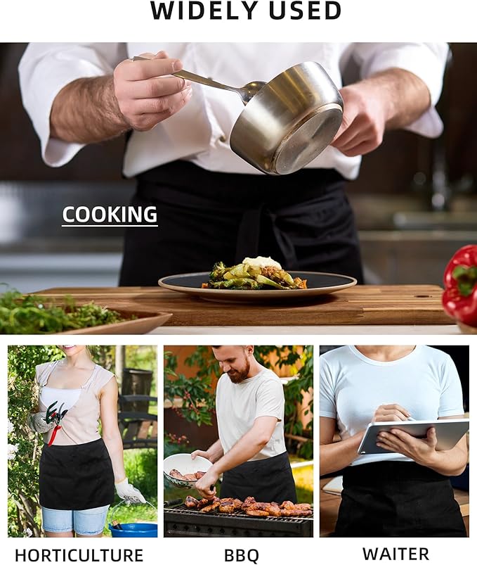 Xeoxarel Aprons with 4 Pockets (Available in 3 Pack / 7 Pack) 23.5'' X 11.5''