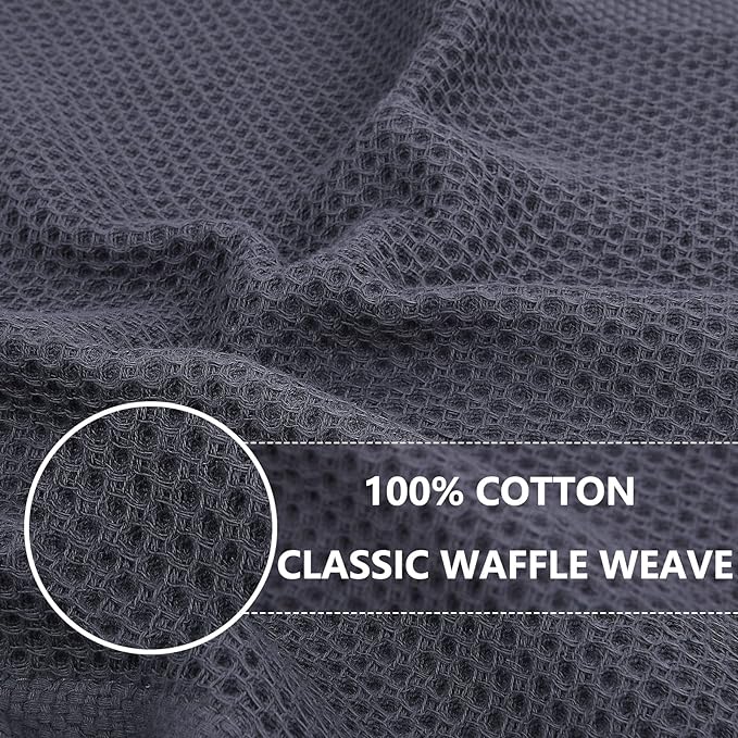 Homaxy 100% Cotton Kitchen Towels and Dishcloths Set, Large 12 x 12 Inches and 20 x 28 Inches, Set of 8 Bulk Kitchen Towels Set, Ultra Soft Absorbent Dish Cloths for Washing Dishes, Dark Grey