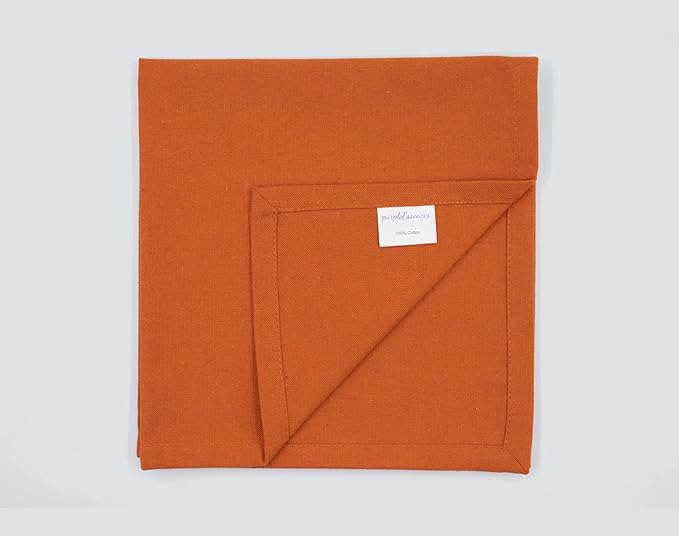 PurpleEssences Set of 6 Cloth Dinner Napkins 100% Cotton 18x18 Inch - Soft Durable Washable - Ideal for Farmhouse Party Spring Easter Summer - Perfect Everyday Use Table Linen - Orange