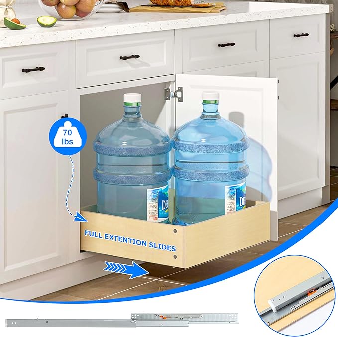 WelFurGeer Soft Close Pull Out Drawers for Cabinets, 11" W x 22" D Pull Out Cabinet Organizer, Smooth Slide-Out Shelves for Kitchen Cabinets, Durable Pullout Drawers for Home & Kitchen Organization