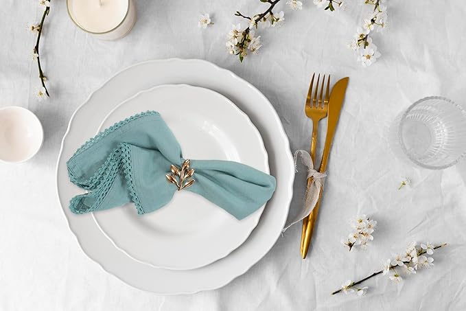 ACCENTHOME Blue Cloth Napkins Set of 6 18x18 inch Cotton Dinner Napkins - Washable Soft Premium Hotel Quality Reusable Napkins Perfect Table Napkins for Family Dinners, Weddings & Everyday Use