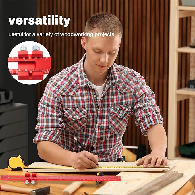 4 Pcs Woodworking Ruler, Metal Precision Pocket Rulers 12, 8, 6 Inch with 3D Multi Angle Measuring Ruler 45/90 Degree for Precision Measuring Marking Inch and Metric