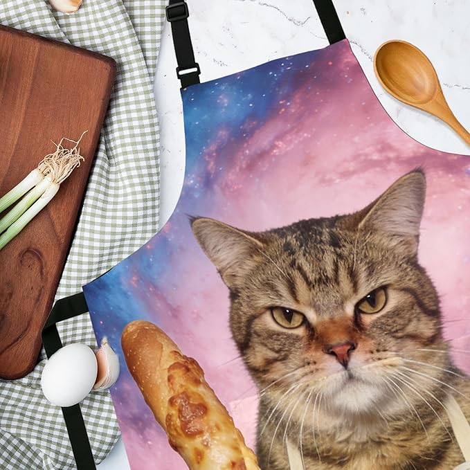 Funny Aprons for Women, Cat Mom Gifts, Made from Scratch Aprons for Women with Pockets