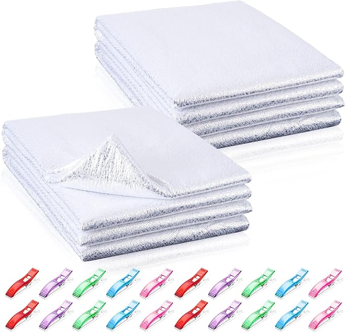 Treela 2 Pcs 45 x 84 Inch Heat-Resistant Batting for Potholders Insulating Thermal Lining Batting with 40 Pcs Fabric Clips for Pot Holders Reflective Heat Fabric