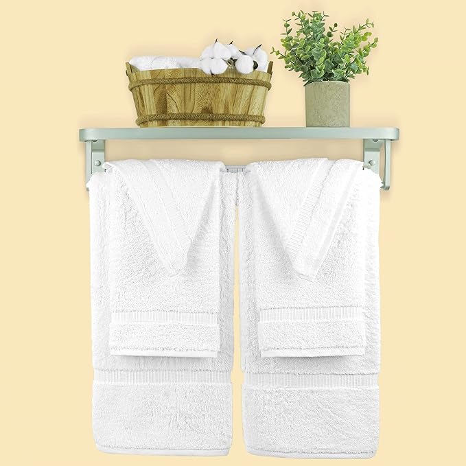Chakir Turkish Linens 100% Cotton Premium Turkish Towels for Bathroom, 2 Large Bath Towels 36x60, 2 Hand Towels, 2 Washcloths (6-Piece Towel Set, White)