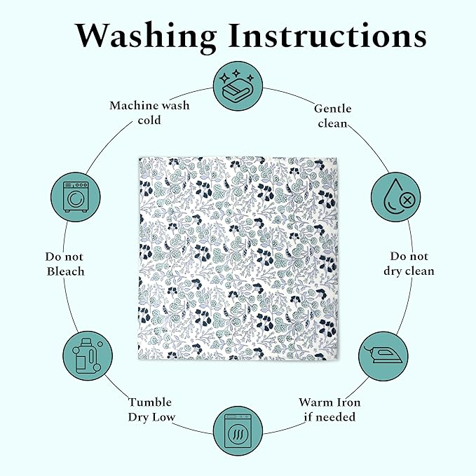 Ridhi Denim Blue Hand Block Print 100% Cotton Napkins 18" x 18" (Set of 4) Reuseable Kitchen Napkins Cloth Decor Dinner Party Wedding Cocktail Gift for Spring, Easter, Valentine