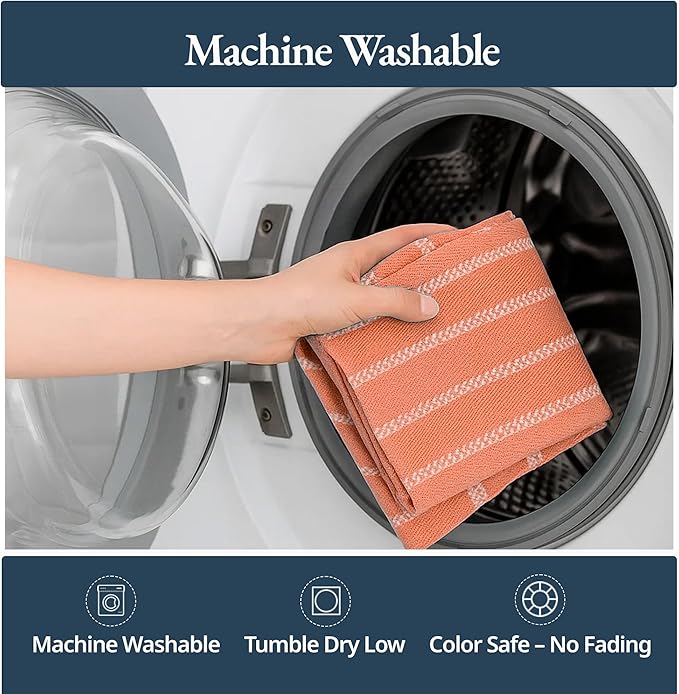 LANE LINEN Kitchen Towels Set - Pack of 4 Cotton Dish Towels for Drying Dishes, 18”x 28”,Absorbent Tea Towels, Quick Drying Kitchen Towel Set - Coral