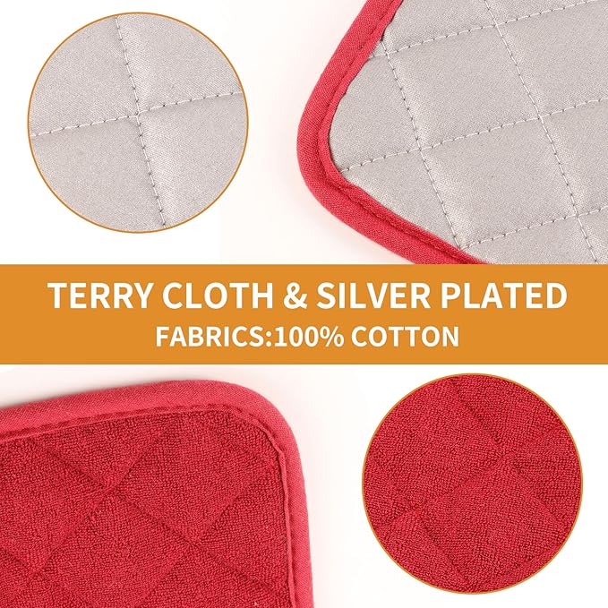 5 Pack Pot Holders for Kitchen Easy-Care Cotton Machine Washable hot Pads for Kitchen for Cooking and Baking Oven Burgundy