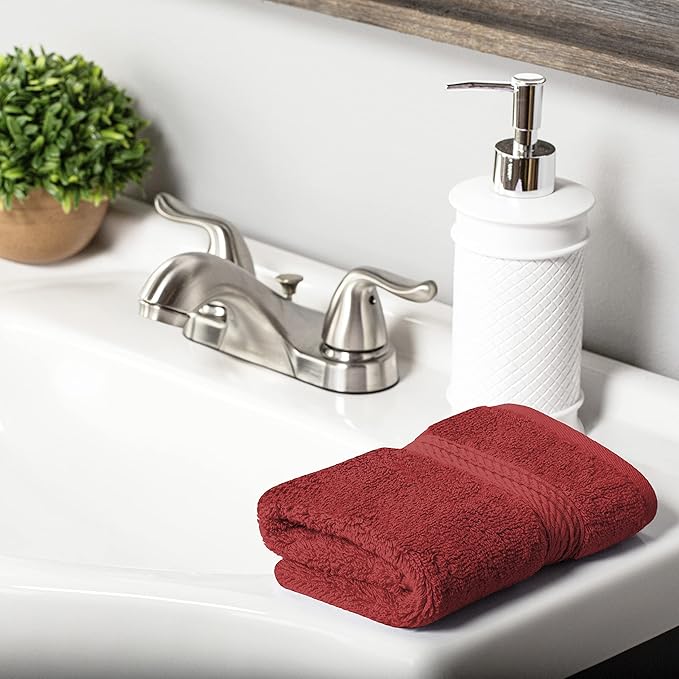 Superior Egyptian Cotton Pile 10 Piece Towel Set, Includes 2 Bath, 4 Hand, 4 Face Towels/ Washcloths, Ultra Soft Luxury Towels, Thick Plush Essentials, Guest Bath, Spa, Hotel Bathroom, Red