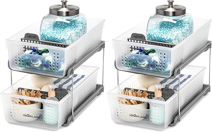 madesmart Antimicrobial 2 Tier Organizer, Pack of 2, Frost