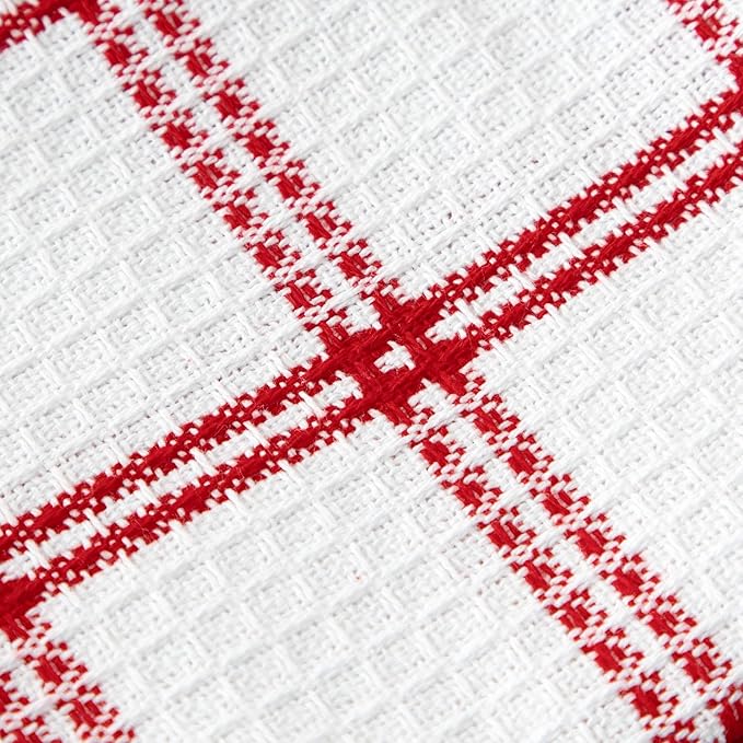 T-Fal Premium Waffle Dish Cloths: Highly Absorbent, Super Soft Long Lasting - 100% Cotton, 12"x13" Towel for Cleaning & Drying, (12-Pack), Red